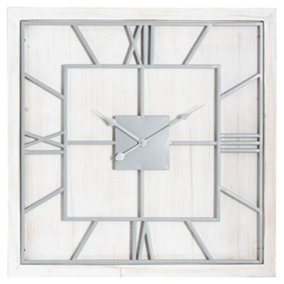 Hill Interiors Williston Square Wall Clock White/Silver (90cm x 5cm x 90cm)