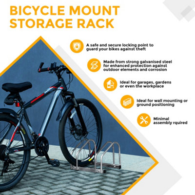 HILLINGTON 2 Bike Stand - Storage Parking Floor Rack or Wall Mount Bicycle Cycle Storage Locking Stand - 5