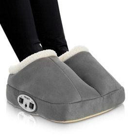 HILLINGTON 2 in 1 Electric Foot Warmer & Massager, Adjustable Heat and Massage Levels & Soft Touch Fleece Lining - Grey