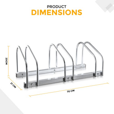 HILLINGTON 3 Bike Stand - Storage Parking Floor Rack or Wall Mount Bicycle Cycle Storage Locking Stand - 6
