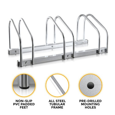 HILLINGTON 3 Bike Stand - Storage Parking Floor Rack or Wall Mount Bicycle Cycle Storage Locking Stand - 8