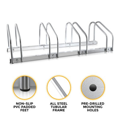 HILLINGTON 4 Bike Stand - Storage Parking Floor Rack or Wall Mount Bicycle Cycle Storage Locking Stand - 8