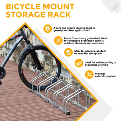 HILLINGTON 5 Bike Stand - Storage Parking Floor Rack or Wall Mount Bicycle Cycle Storage Locking Stand - 5