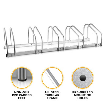 HILLINGTON 5 Bike Stand - Storage Parking Floor Rack or Wall Mount Bicycle Cycle Storage Locking Stand - 8