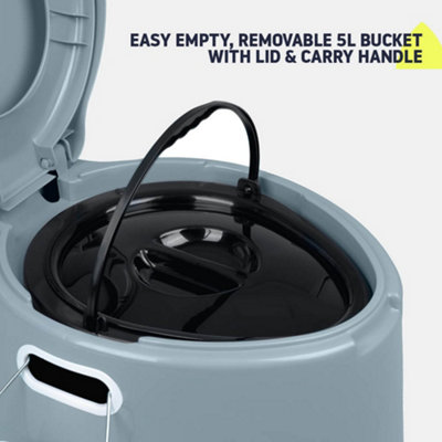 HILLINGTON 5L Portable Camping Toilet - Portable Toilet Potty Loo Washable Basket & Toilet Roll Holder for Camping & Festivals - 4