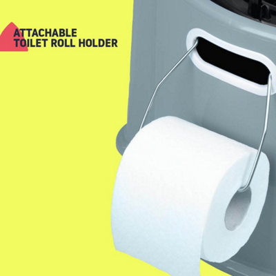 HILLINGTON 5L Portable Camping Toilet with Washable Basket & Roll Holder - 5