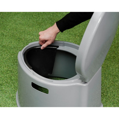 HILLINGTON 5L Portable Camping Toilet with Washable Basket & Roll Holder - 9
