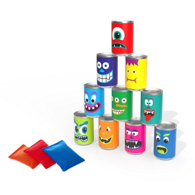 HILLINGTON Bean Bag Toss Games for Kids - 10 Metal Cans with 4 Bean Bags