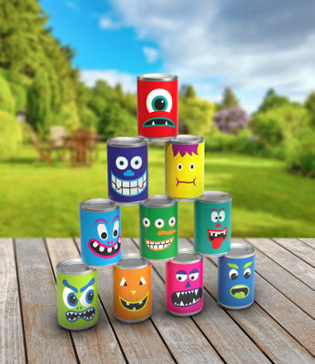 HILLINGTON Bean Bag Toss Games for Kids - 10 Metal Cans with 4 Bean Bags - 9