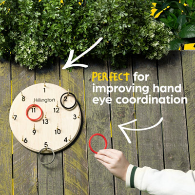 Hillington Hook Ring Toss Game Wooden Target Board Indoor Outdoor ...