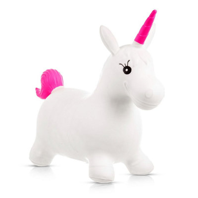 HILLINGTON Kids Inflatable Unicorn Space Hopper Jump Ride Bounce On Toy Fun with Pump Included Great Fun for Kids