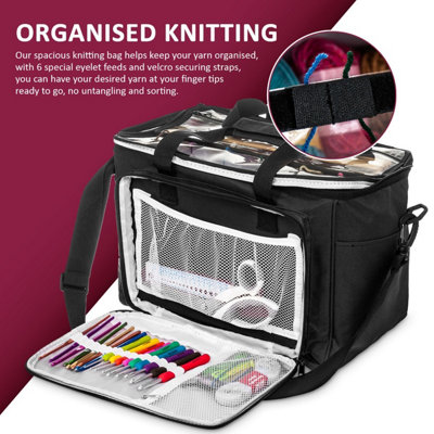 HILLINGTON Knitting Storage Bag Wool Tote Crochet Hook Needles Accessories Organiser Holder - 7