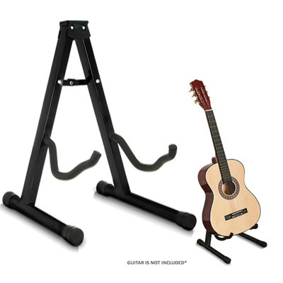 HILLINGTON Metal Guitar Folding A-Frame Stand,  3 Adjustable-Width Settings and Non-Slip Rubber with Soft Foam Arms - Black