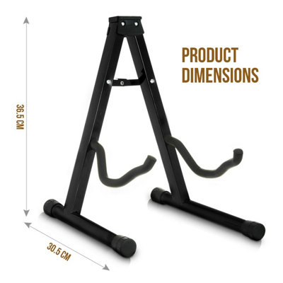 HILLINGTON Metal Guitar Folding A-Frame Stand,  3 Adjustable-Width Settings and Non-Slip Rubber with Soft Foam Arms - Black