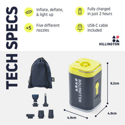 Hillington Mini Portable USB Air Pump Electric Inflator for Airbeds ...