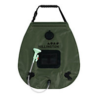 HILLINGTON Outdoor Portable Camping Travel Shower - 20L Solar Powered Water Container, Large Shower Head & Collapsible Bag (Green)