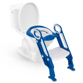 HILLINGTON Padded Potty Toilet Seat - Adjustable Baby Toddler Kid Toilet Trainer with One Step Stool Ladder for Children - BLUE