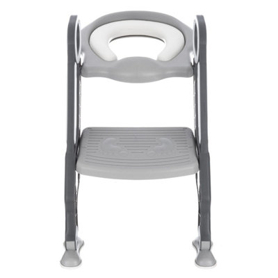 HILLINGTON Padded Potty Toilet Seat - Adjustable Baby Toddler Kid Toilet Trainer with One Step Stool Ladder for Children - GREY