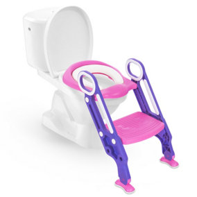 HILLINGTON Padded Potty Toilet Seat - Adjustable Baby Toddler Kid Toilet Trainer with One Step Stool Ladder for Children - Purple