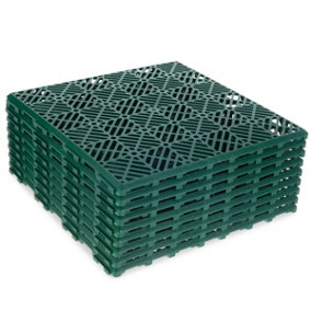 HILLINGTON Plastic Garden Path Tiles - Interlocking Decking Tile Anti Slip, Walkaway Floor Tiles - Green