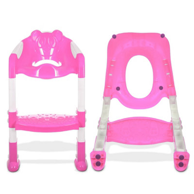 HILLINGTON Potty Toilet Seat Adjustable Baby Toddler Kid - Toilet Trainer with Step Stool Ladder for Boys & Girls - PINK