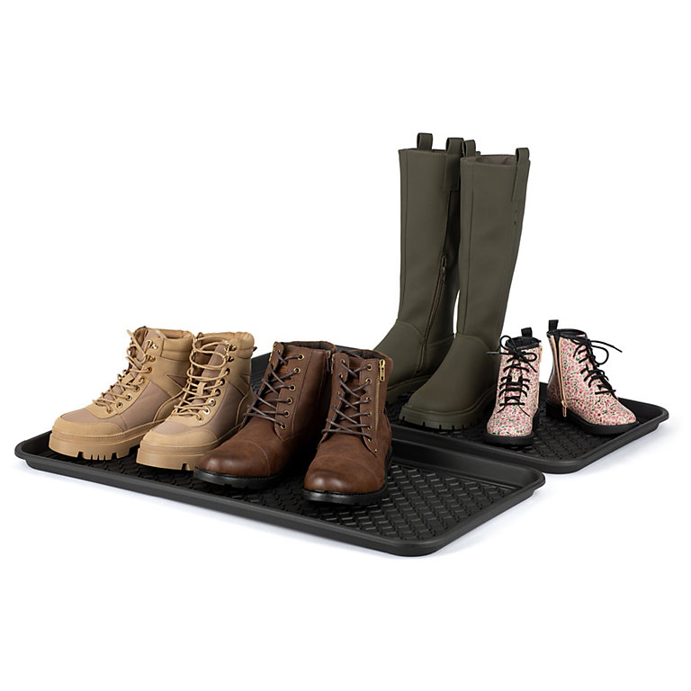 HILLINGTON Set of 2 Boot Shoe Trays - All Weather Drip Tray for