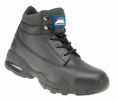 Himalayan SBP Black Leather Safety Boots with Steel Toe and Air-Bubble Midsole