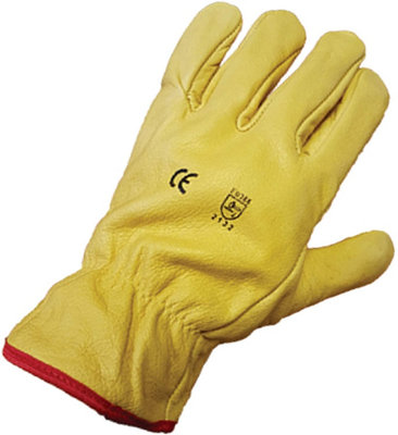 Himalayan yellow premium leather fleece lined drivers gloves H310