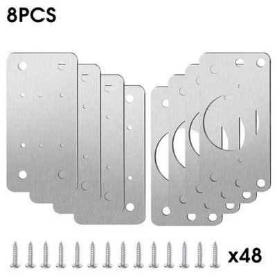 8-Pack Stainless Steel Cabinet Hinge Repair Plates With 48 Screws – Fix Damaged Cupboard Hinges Easily