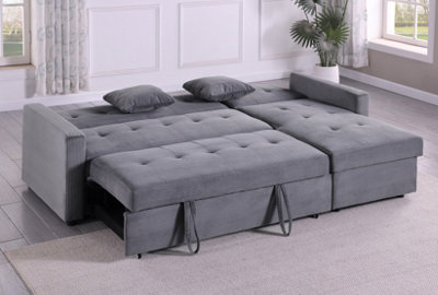 Hinton L Shaped Corner Sofa Bed with Hidden Storage and Reversible Chaise Versatile LH or RH