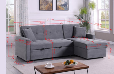 Hinton L Shaped Corner Sofa Bed with Hidden Storage and Reversible Chaise Versatile LH or RH