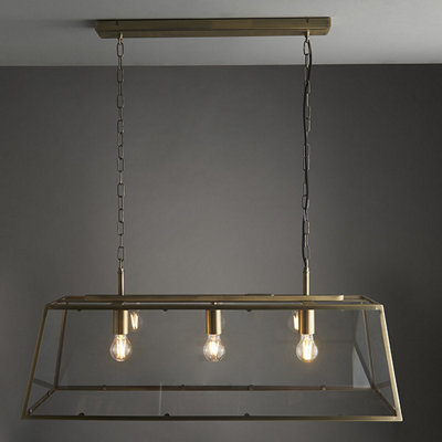 Hinxton Antique Brass with Clear Glass Shade Timeless Style 3 Light Ceiling Pendant