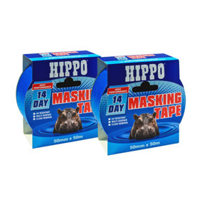 Hippo 14-Day Masking Tape 50mm x 50m - Pack of 2