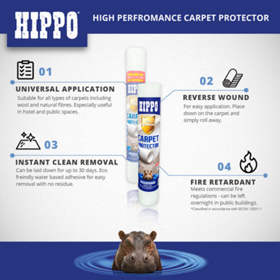 Hippo Carpet Protector 600mm x 66.66m - Clear