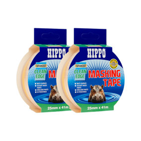 Hippo Clean Edge Masking Tape 25mm x 41m - Pack of 2