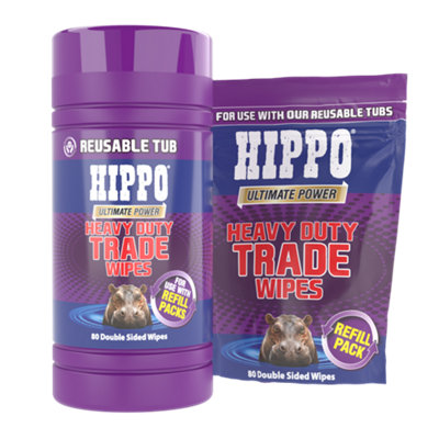 Hippo Heavy Duty Cleaning Wipes 160 Wipes (+ ECO Refill Pack) DIY
