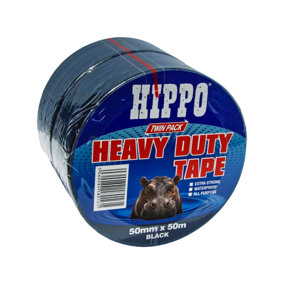 Hippo Heavy Duty Tape 50mm x 50m Twin Pack - Black