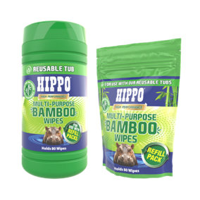 Hippo Multi Purpose  Bamboo Tub + Refill Pack - 160 Wipes