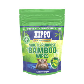 Hippo Multi Purpose Bamboo Wipes Refill - Pack of 80
