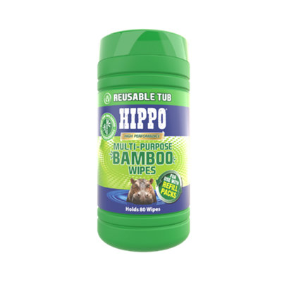 Hippo Multi Purpose  Bamboo Wipes - Tub of 80