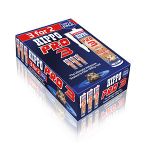 Hippo PRO 3 Adhesive, Sealant & Filler 290ml Crystal Clear - 3 for 2 Pack