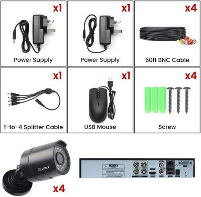 Hirix 1080P 5MP 4 Channel AHD Kit CCTV Security Camera System with ...