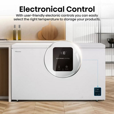 Hisense FC571D4AWLYE 440L Chest Freezer Winter Guard Garage Safe E Rated Large Capacity Freestanding White Freezer