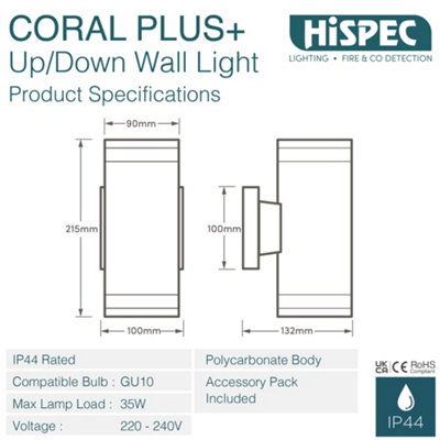 HiSpec Coral Plus Up Down Wall Light - Anthracite Grey - Single | DIY ...