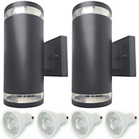 HiSpec Coral Plus Up Down Wall Light - Anthracite Grey - Twin Pack with 4x GU10s