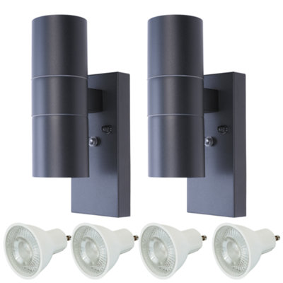 Hispec Coral Up and Down Lighting with Photocell - Anthracite Grey: 2x ...