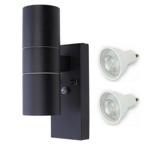 Hispec Coral Up and Down Lighting with Photocell - Black: 1x Light & 2x GU10