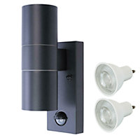Hispec Coral Up and Down Lighting with PIR - Anthracite Grey: 1x Light & 2x GU10