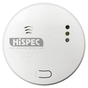 Hispec HSSA/CO/FF10 Mains Interlinkable Carbon Monoxide Alarm with Lithium Battery Backup