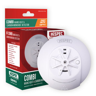 HiSpec Mains Powered Combination Heat and Carbon Monoxide Alarm with 10 Year Battery Backup